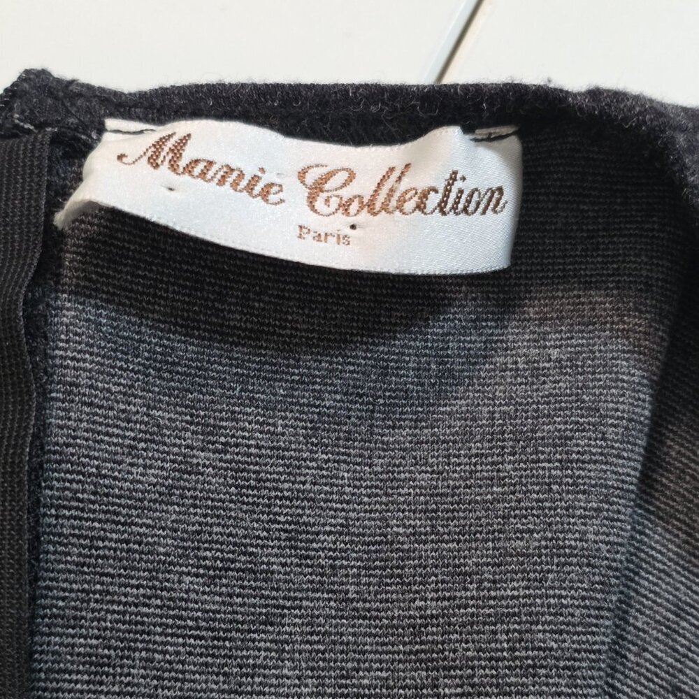 Manie Collection Paris Sweater Womens M Gray LS Cotton Blend Retro France Made - Picture 3 of 16